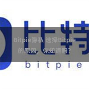 Bitpie隐私 选择Bitpie的原因，你知道吗？