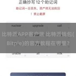 比特派APP客户端 比特派钱包(Bitpie)的官方教程在哪里？
