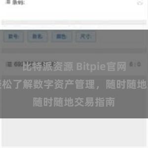 比特派资源 Bitpie官网教程：轻松了解数字资产管理，随时随地交易指南