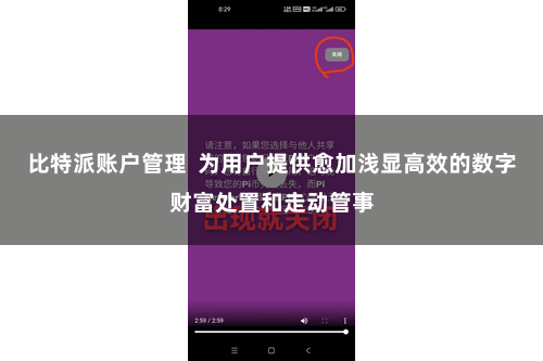 比特派账户管理  为用户提供愈加浅显高效的数字财富处置和走动管事